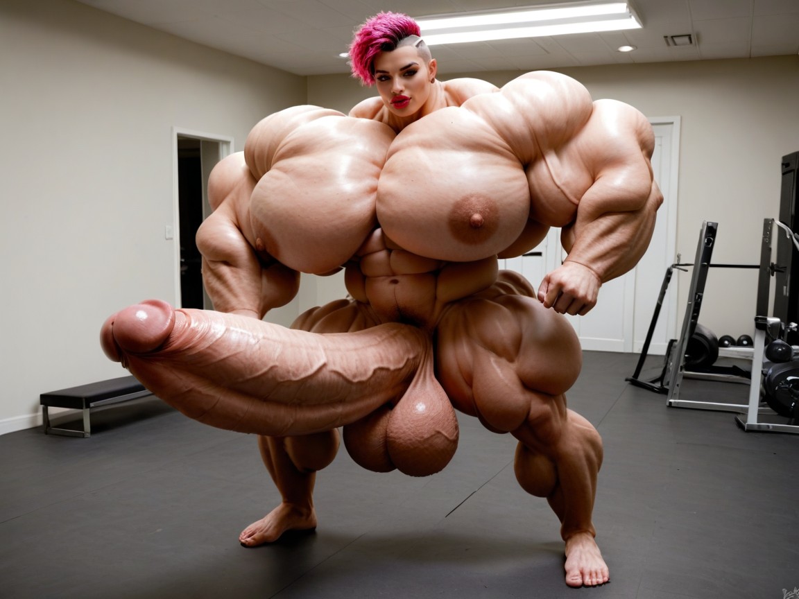 Hyper Gigantic Muscle Hips, Hyper Gigantic Balls, Hyper Absurdly Oversized Penis Porno IA transsexuelle