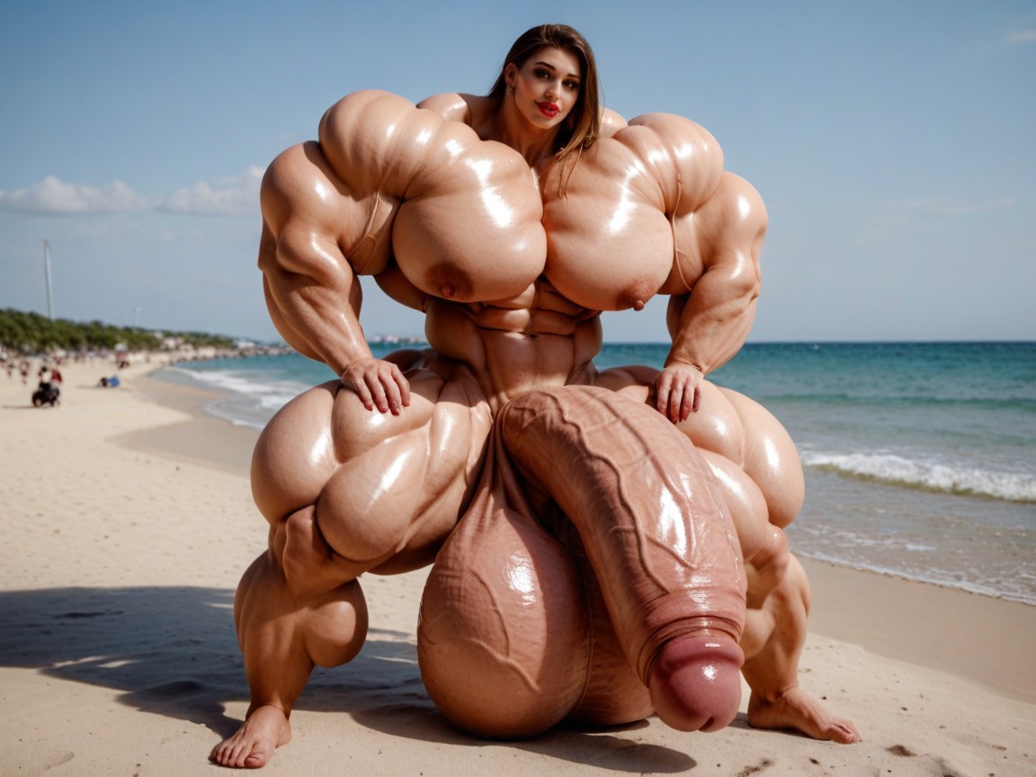 Hyper Bimbo, Hyper Long Penis, Hyper Absurdly Oversized Gigantic Girthy Penis Shemale AI Porn
