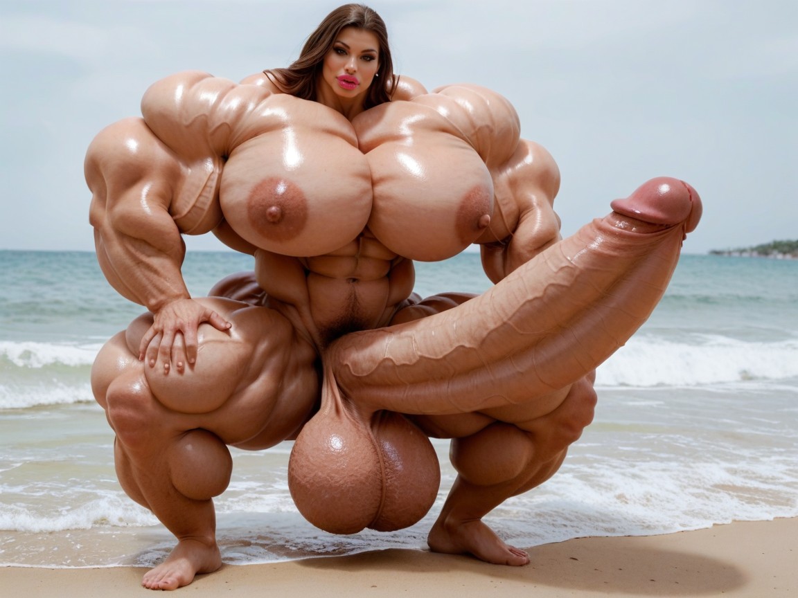 Hyper Gigantic Balls, Nude Hyper Futanari With Hyper Gigantic Penis, Hdr Shemale AI Porn