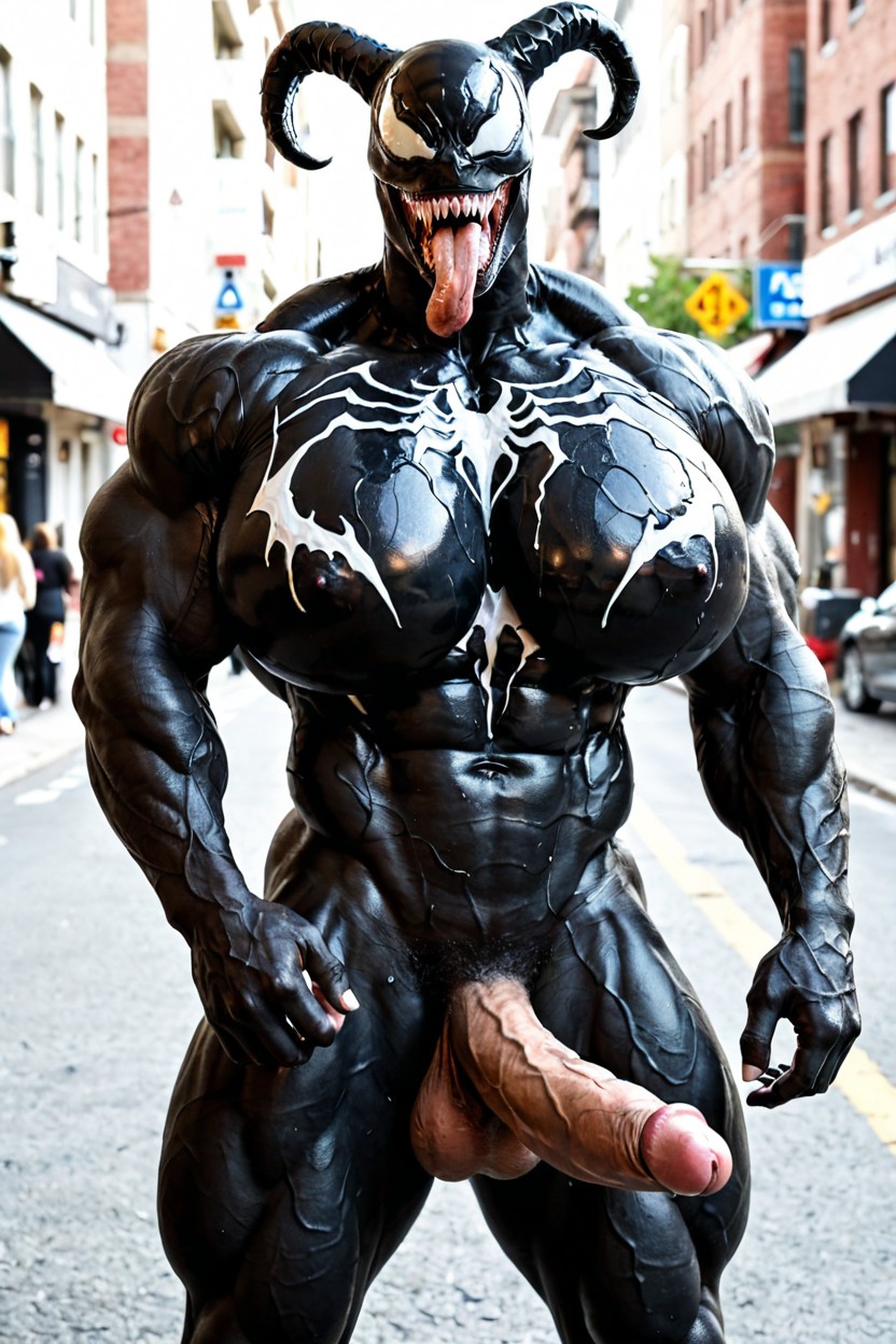 Fangs, Huge Areolas, Incredibly Hyper Detailed Gigantic Testicles 人妖AI色情