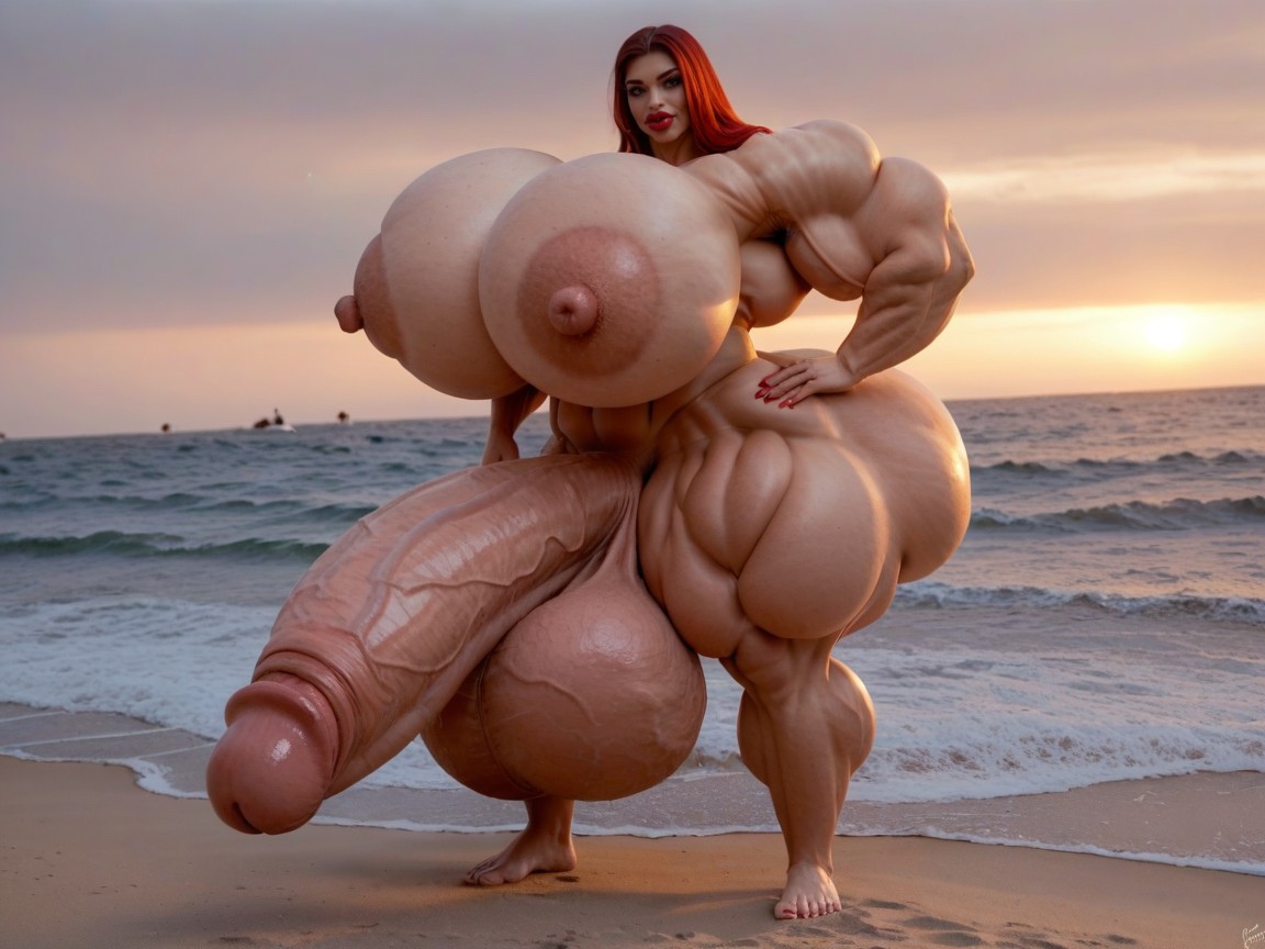 Rounded Ass, Hyper Gigantic Massive Penis, Hyper Gigantic Growth Shemale AI Porn
