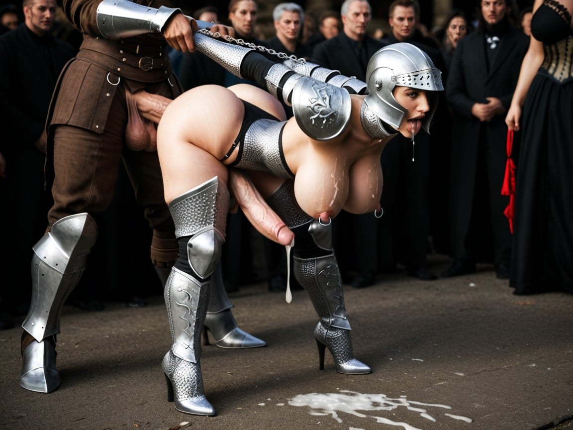 Fucked Doggy By A Futa Knight, Steel Chest, Armor Gloves Shemale AI Porn