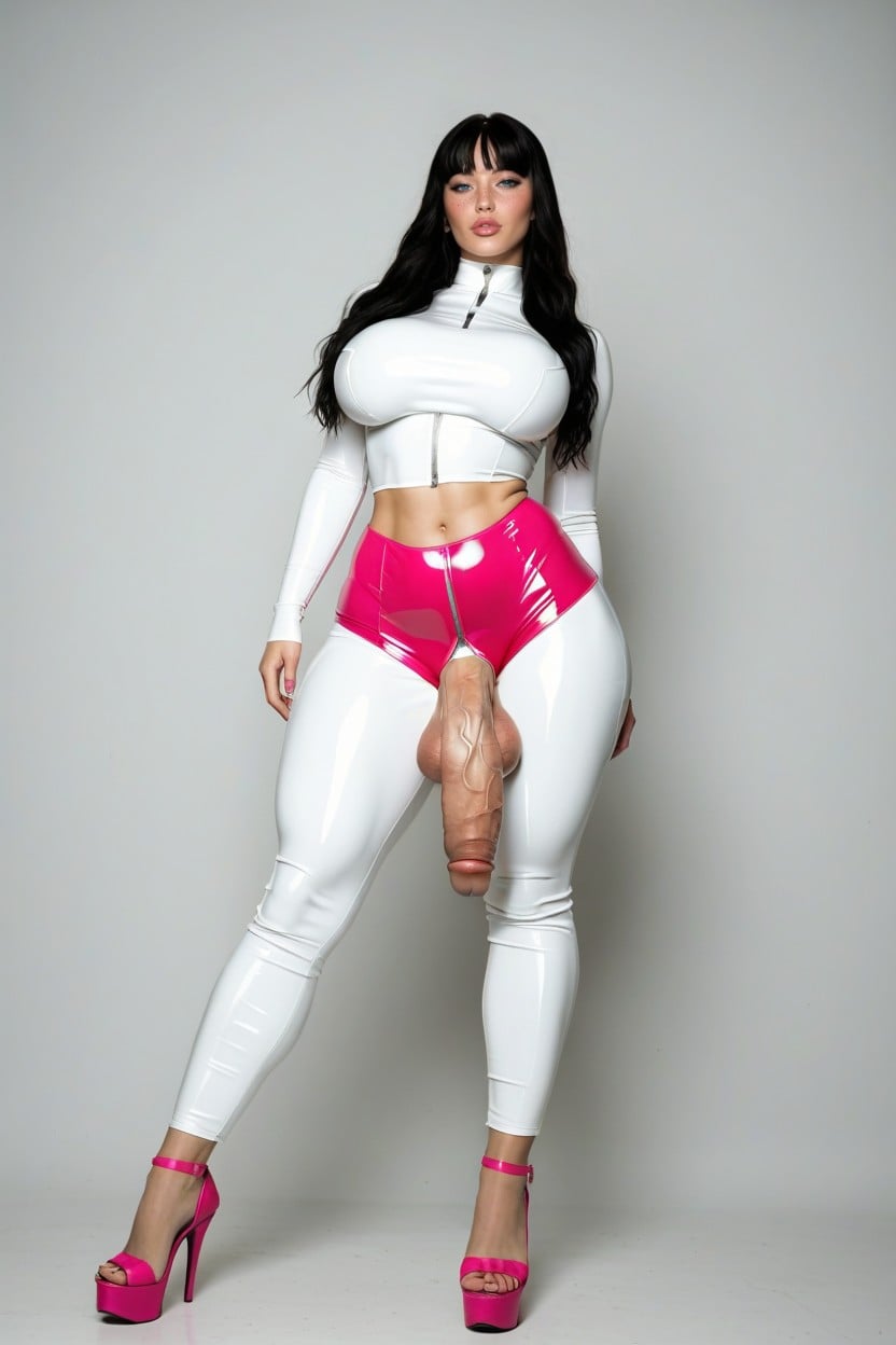 Very High Platfrom Heels, Gigantic Cock Flaccid, Sexy Shemale AI Porn