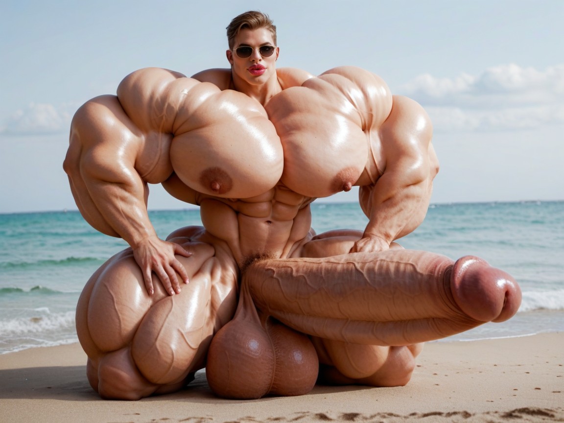 Hyper Absurdly Oversized Muscle, Hyper Gigantic Massive Balls, Balls Are Big Enough To Touch The Floor Shemale AI Porn