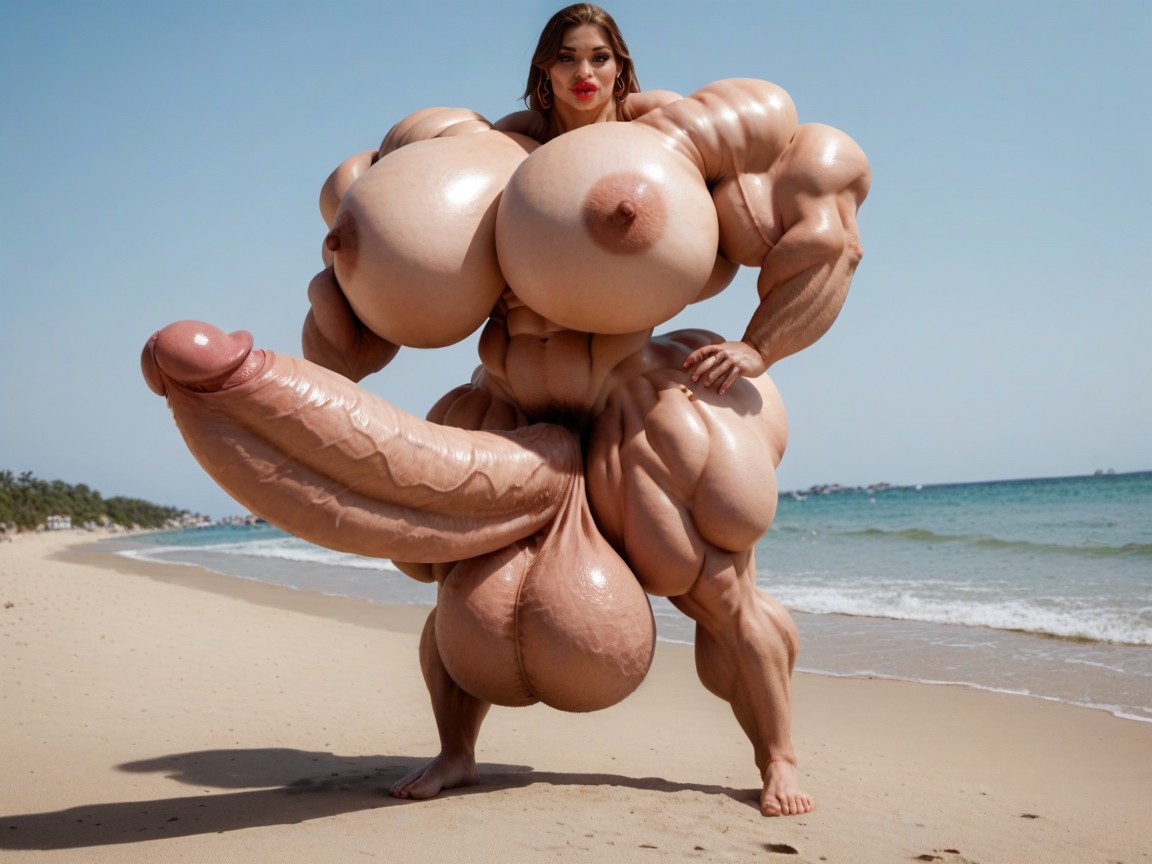 Hyper Long Penis, 25+, Beach Shemale AI Porn