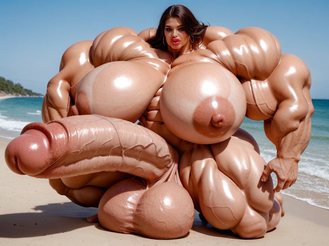 Hyper Bimbo, Ultra Detailed Face, Playa Porno shemale IA