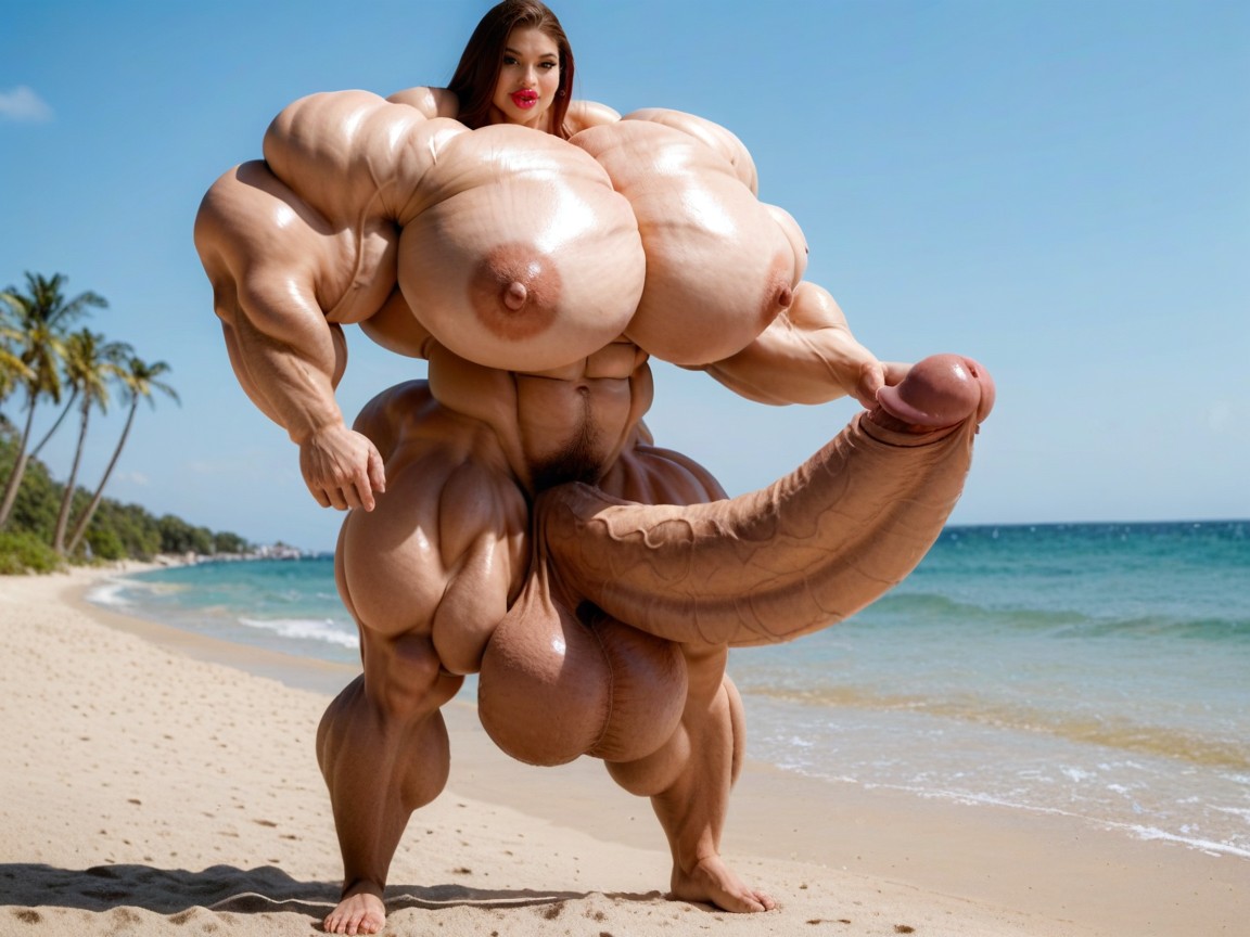 Full Body View, Balls Are Just Too Gigantic, Hyper Absurdly Oversized Gigantic Massive Muscle Porno shemale IA