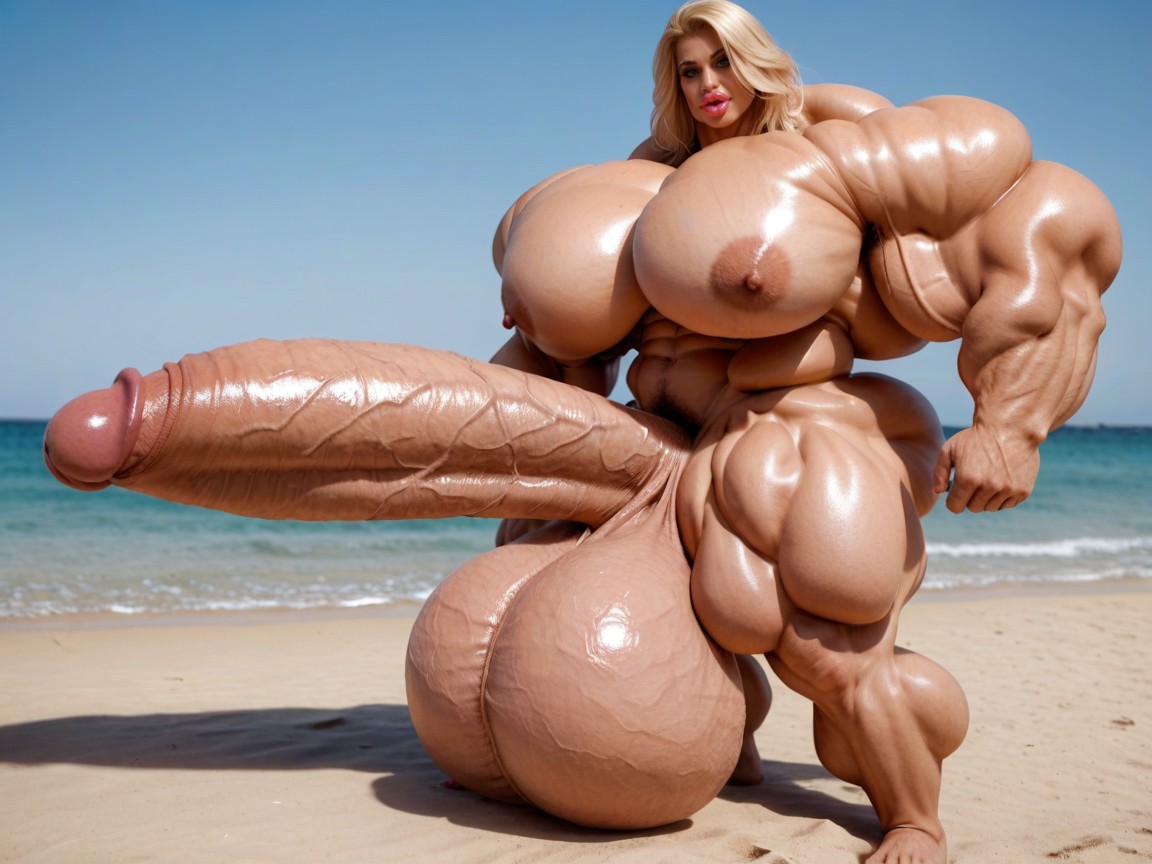 Hyper Gigantic Lips, Hyper Bimbo, Penis Bigger Than Body Shemale AI Porn