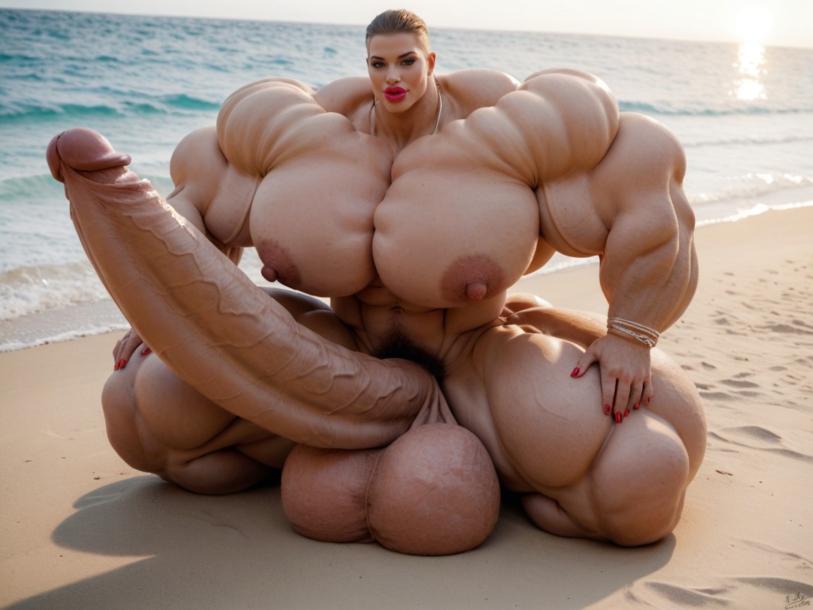 Hyper Long Penis, Gorgeous Face, Hyper Gigantic Growing Shemale AI Porn