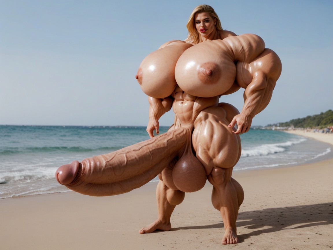 Penis The Size Of The Beach, Hyper Swollen Bimbo Lips, Pene Más Grande Que El Cuerpo Porno shemale IA