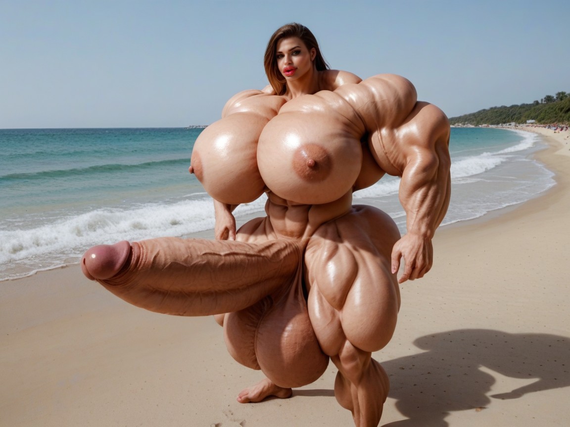 Hyper Absurdly Oversized Muscle, Hyper Absurdly Oversized Gigantic Girthy Penis, Hyper Bimbo Shemale AI Porn