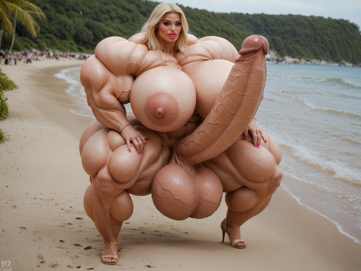 Hyper Absurdly Oversized Gigantic Wides Penis, Extremely Muscular, Penis The Size Of The Beach Shemale AI Porn