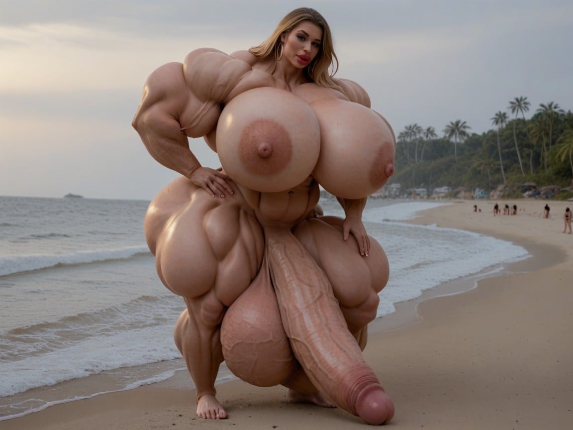 Hdr, Gorgeous Face, Giant Bulging Penis Shemale AI Porn