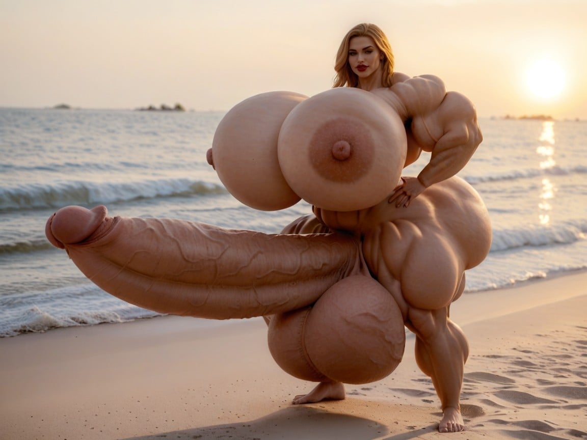 Hyper Gigantic Massive Penis, Hyper Gigantic Lips, Rounded Ass Shemale AI Porn
