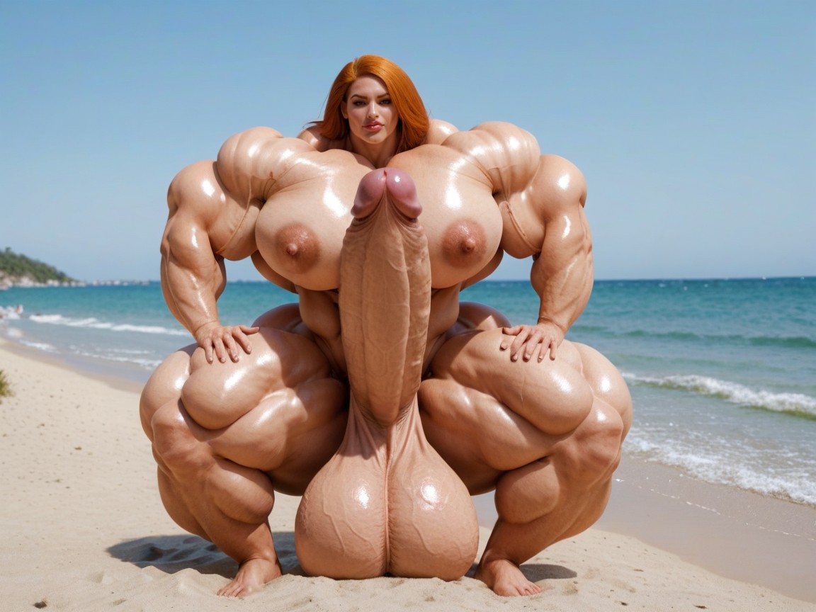 Hyper Gigantic Growth, Balls Are Big Enough To Touch The Floor, Penis Bigger Than Body Shemale AI Porn
