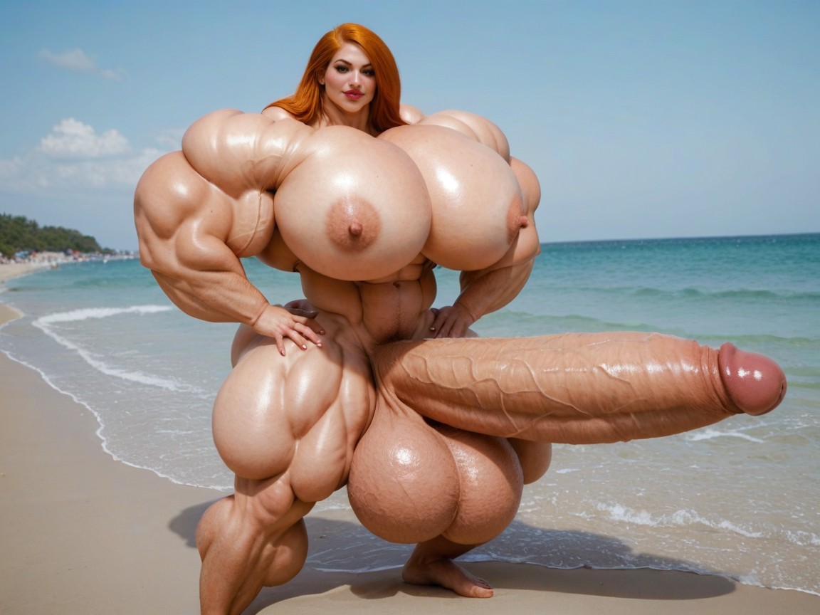 Hyper Gigantic Biceps, Hyper Swollen Bimbo Lips, Kim Possible Shemale AI Porn