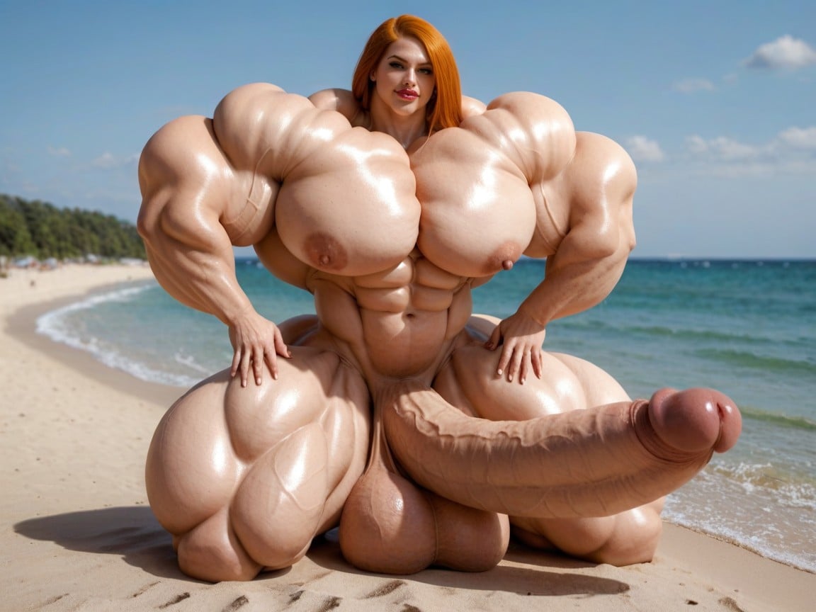 Hyper Bimbo, Hyper Gigantic Biceps, Penis Gigantic Then Torso Shemale AI Porn