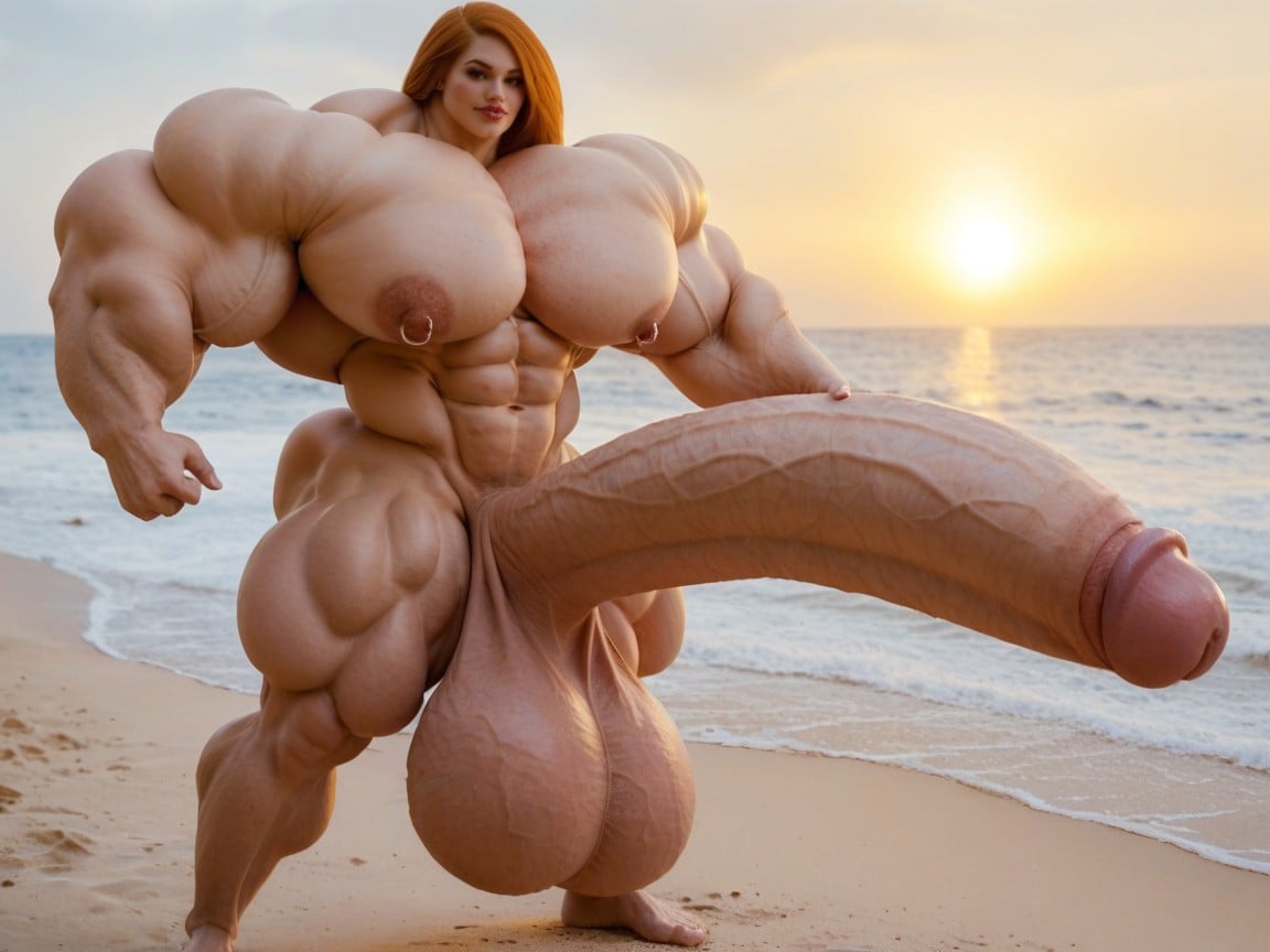 Hyper Gigantic Muscle Hips, Ginger, Hyper Gigantic Biceps Shemale AI Porn