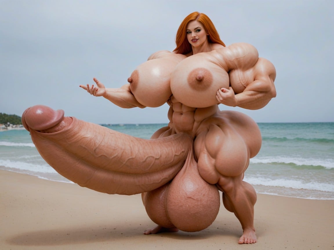Hyper Gigantic Penis, Hyper Bimbo, Extremadamente Musculoso Porno shemale IA