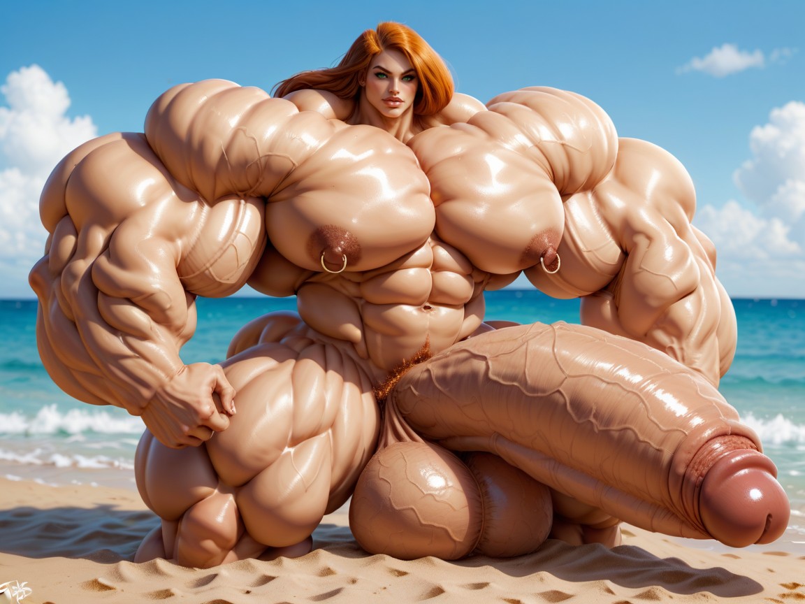 Hyper Gigantic Penis, Hyper Swollen Bimbo Lips, Penis Gigantic Then Torso Shemale AI Porn