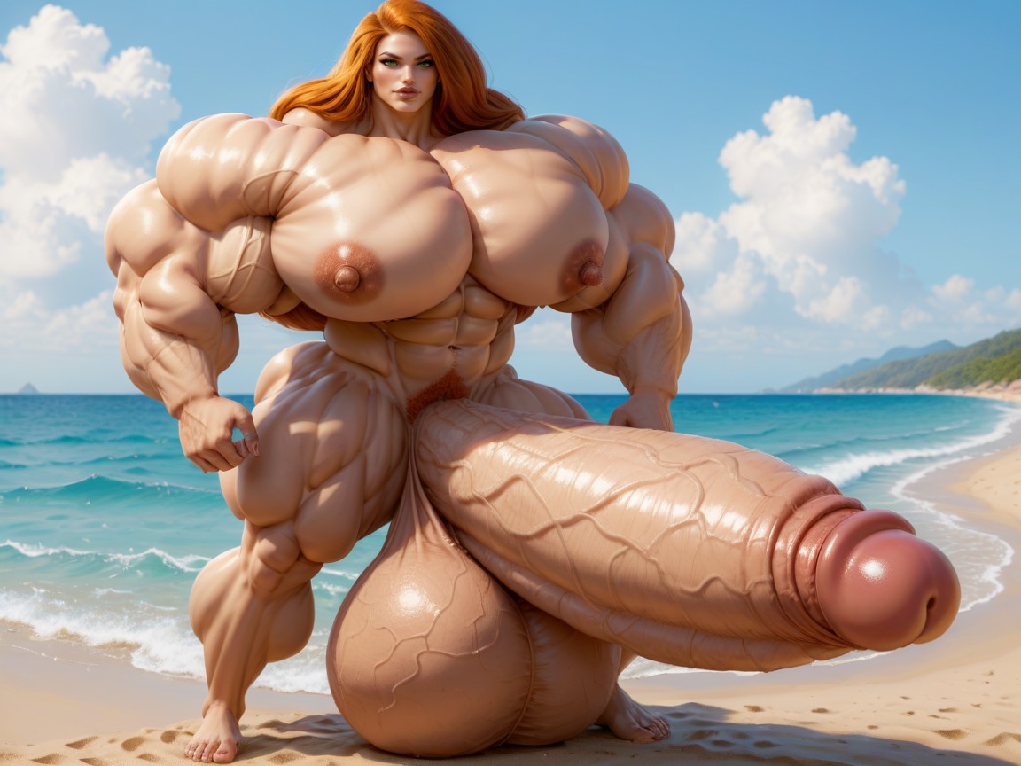 Hyper Absurdly Oversized Gigantic Wides Penis, Hyper Long Penis, Ultra Detailed Face Shemale AI Porn
