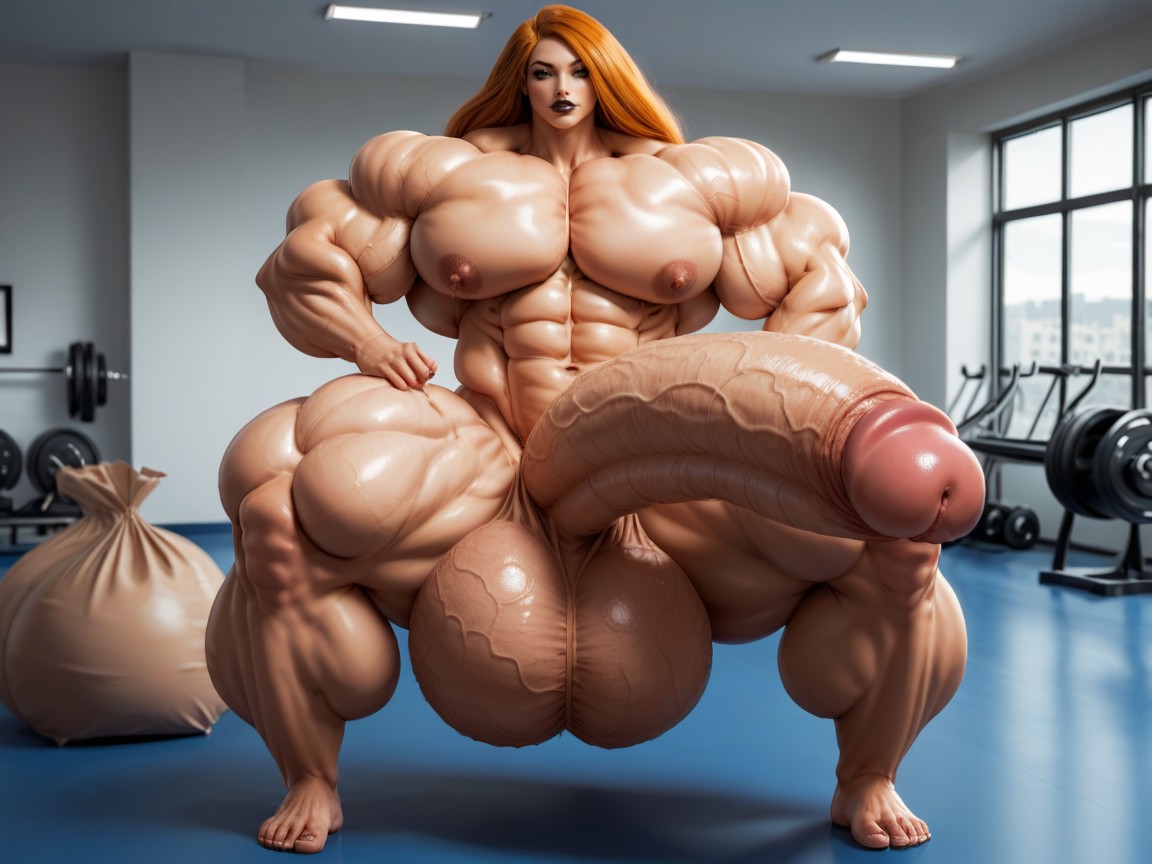 Hyper Gigantic Muscle Hips, Extremely Muscular, Hyper Absurdly Oversized Muscle Shemale AI Porn