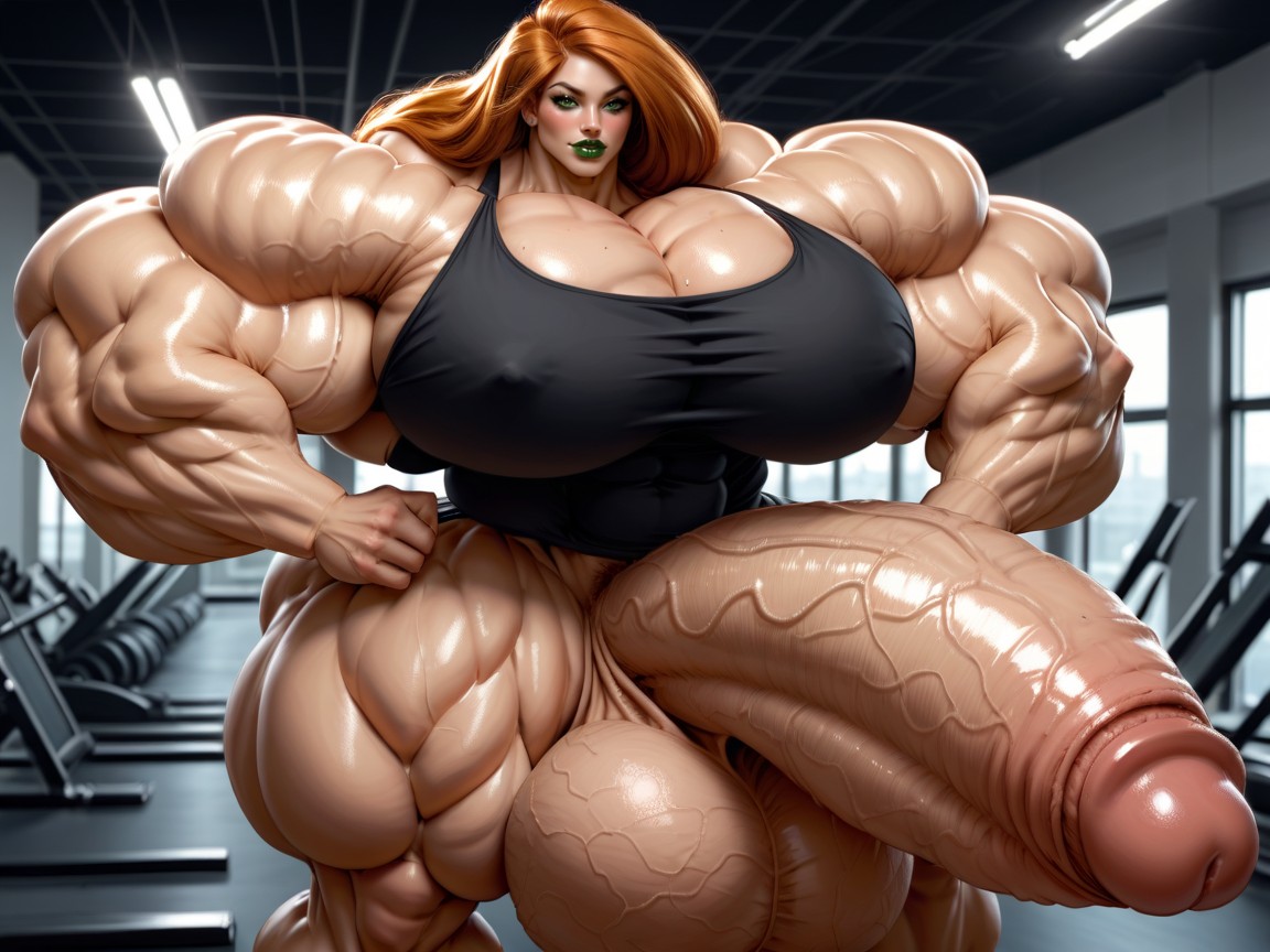 Hyper Gigantic Growth, Ultra Detailed Face, Hyper Absurdly Oversized Muscle Shemale AI Porn