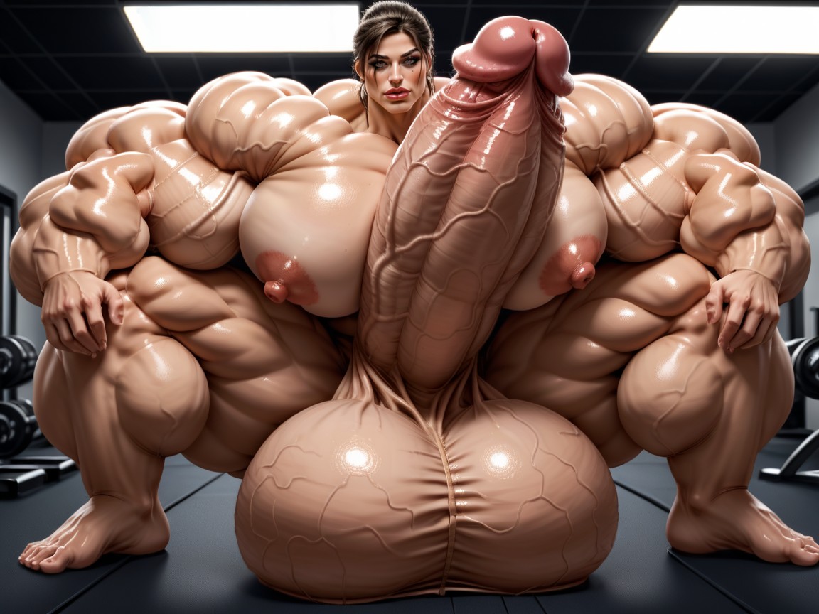 Lara Croft, Ponytail, Hyper Gigantic Growth Shemale AI Porn