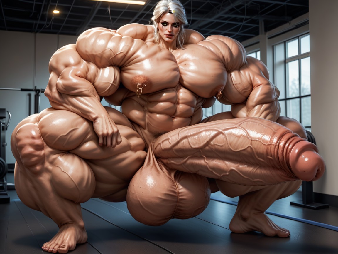Nude Hyper Futanari With Hyper Gigantic Penis, Penis Is Just Way Too Gigantic, Rounded Ass Shemale AI Porn