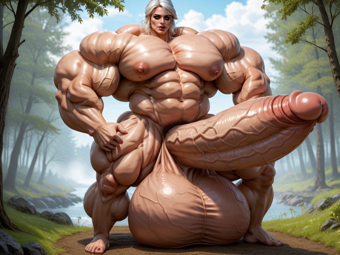 Hyper Absurdly Oversized Muscle, Hyper Absurdly Oversized Penis, Naked Shemale AI Porn