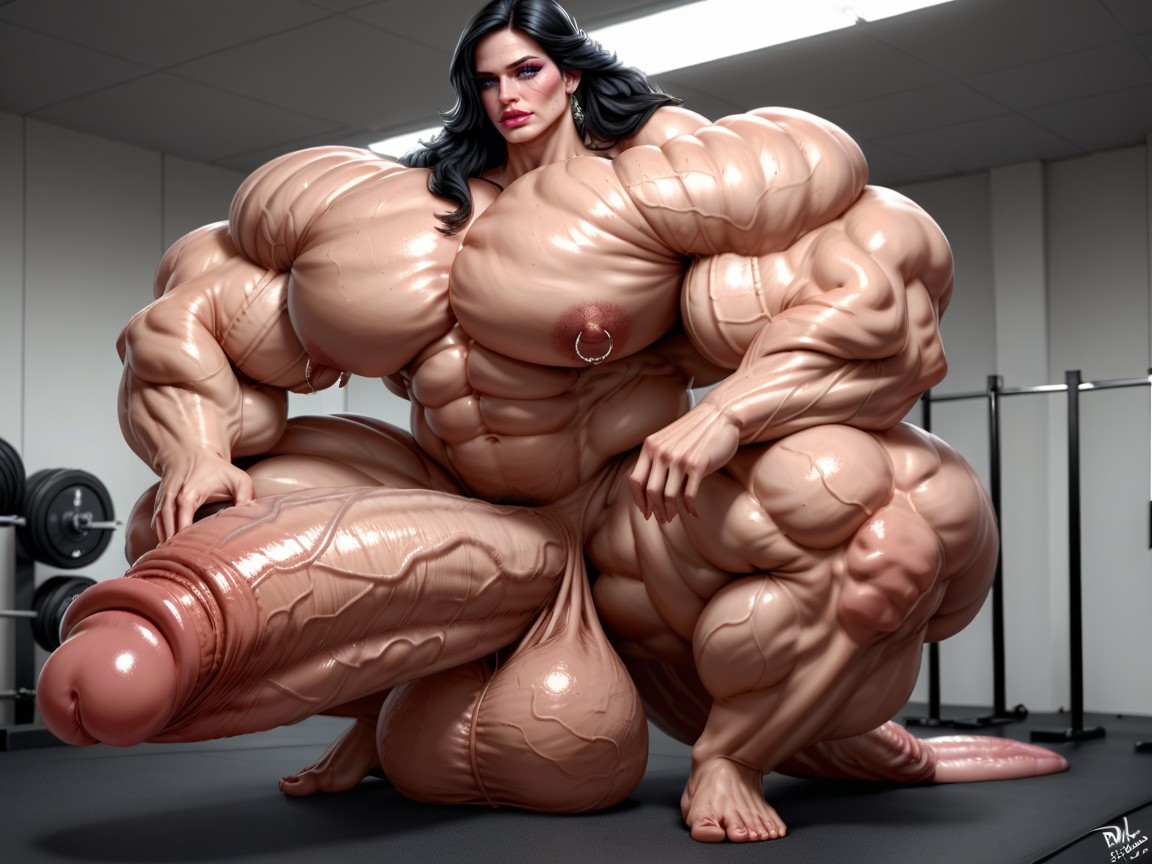 Penis Bigger Than Body, Hyper Gigantic Massive Balls, Hyper Absurdly Oversized Gigantic Massive Muscle Shemale AI Porn