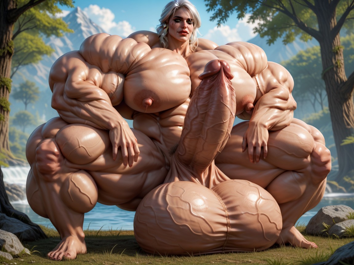 Hyper Gigantic Muscle Hips, Full Body View, Giant Bulging Penis Porno shemale IA