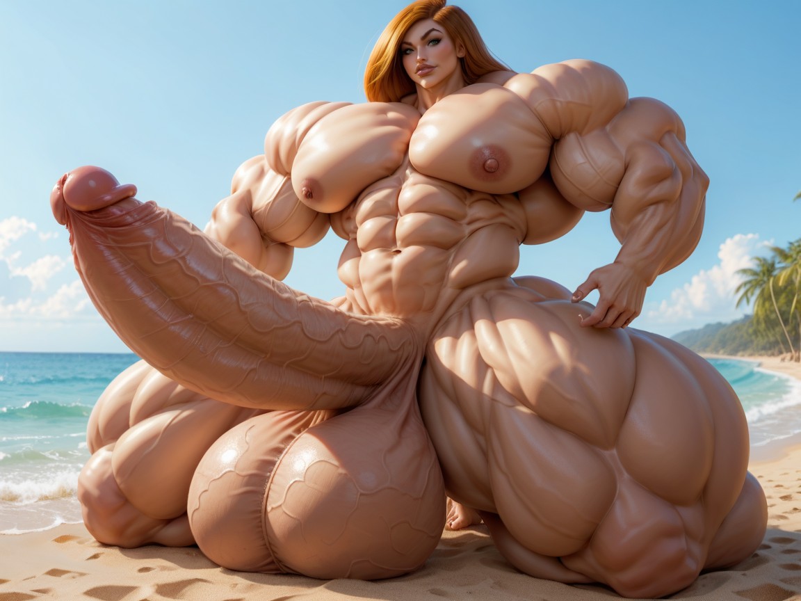 Hyper Swollen Bimbo Lips, Hyper Absurdly Oversized Gigantic Massive Muscle, Hyper Absurdly Oversized Muscle 人妖AI黃片