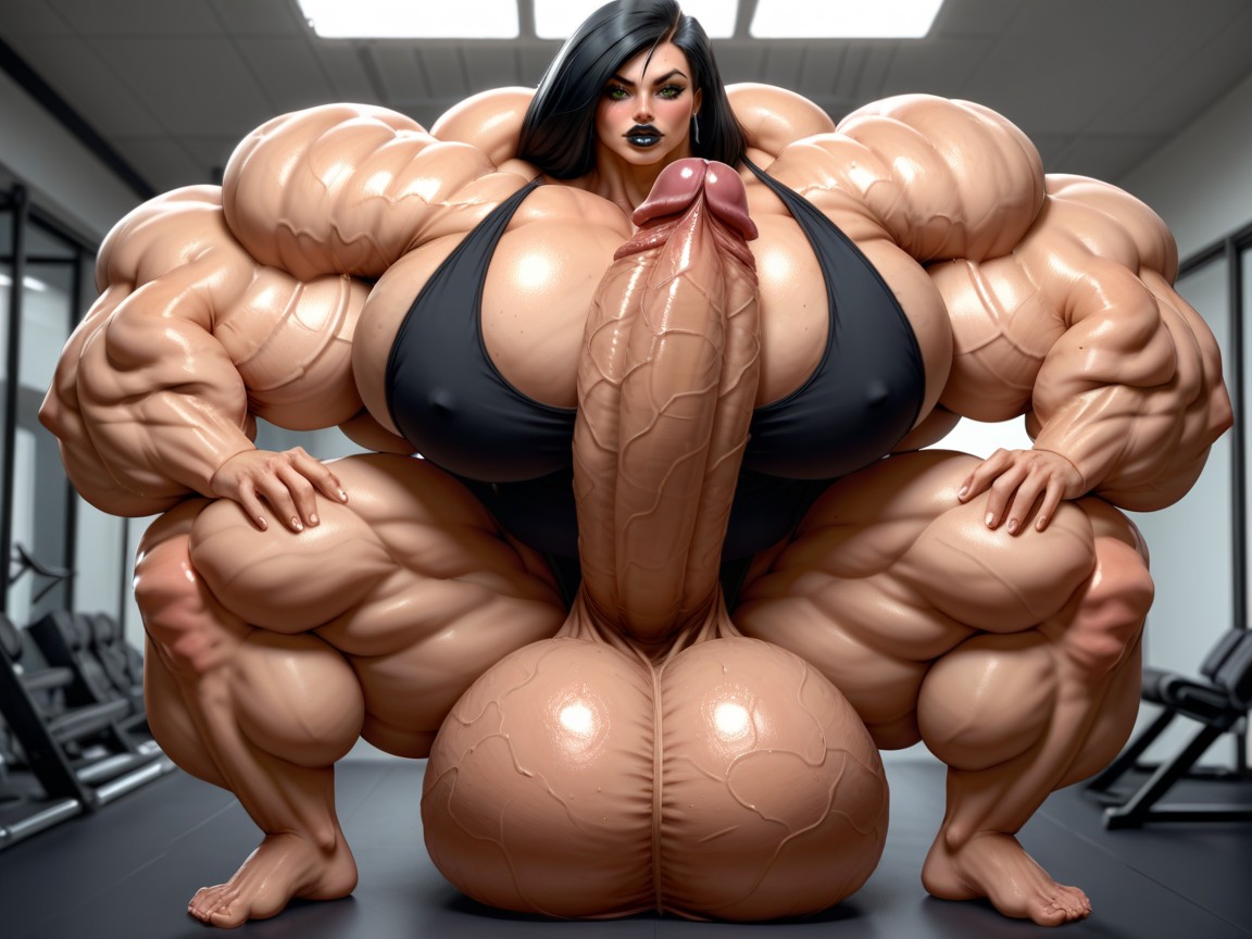 Hyper Absurdly Gigantic Massive Muscle, Hyper Gigantic Balls, Hyper Gigantic Massive Penis Shemale AI Porn
