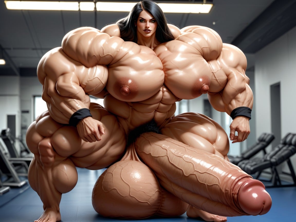 Hdr, Hyper Gigantic Muscle Growth, Hyper Absurdly Oversized Gigantic Massive Muscle Shemale AI Porn