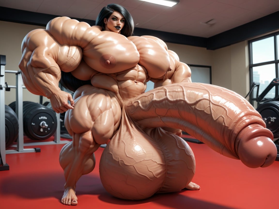 Hyper Bimbo, Hyper Gigantic Abs, Penis The Size Of The Gym Shemale AI Porn