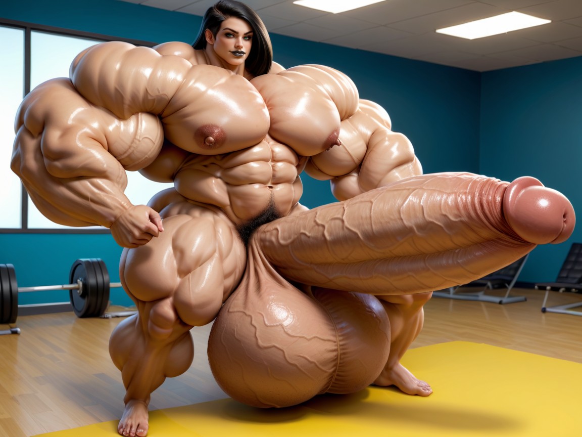 Hyper Gigantic Muscle Growth, Balls Are Just Too Gigantic, Hyper Absurdly Gigantic Balls Shemale AI Porn