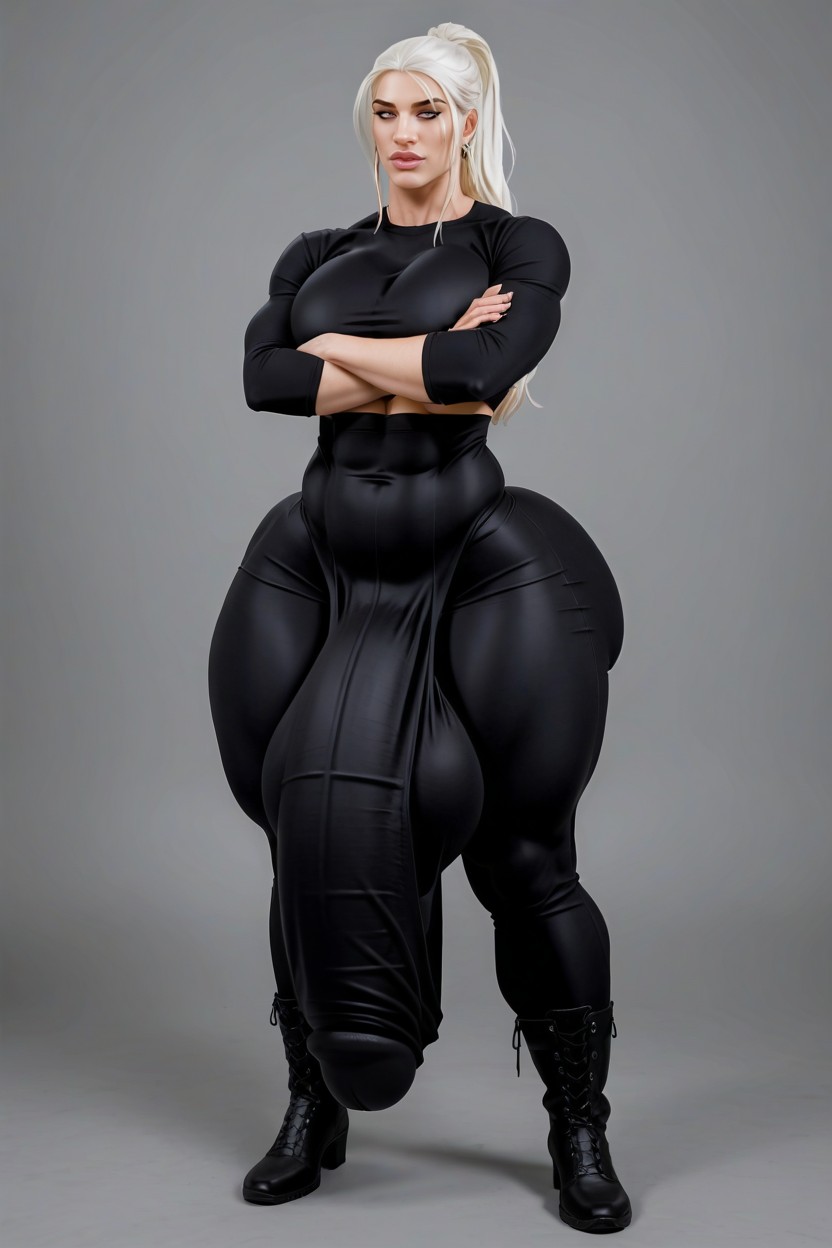 Gigantic Penis, White Hair, Boots Shemale AI Porn