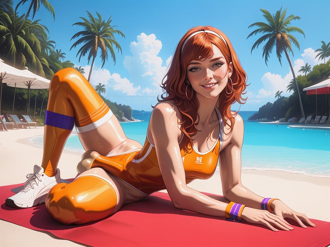 Headband, Palm Trees, Ginger 人妖AI色情