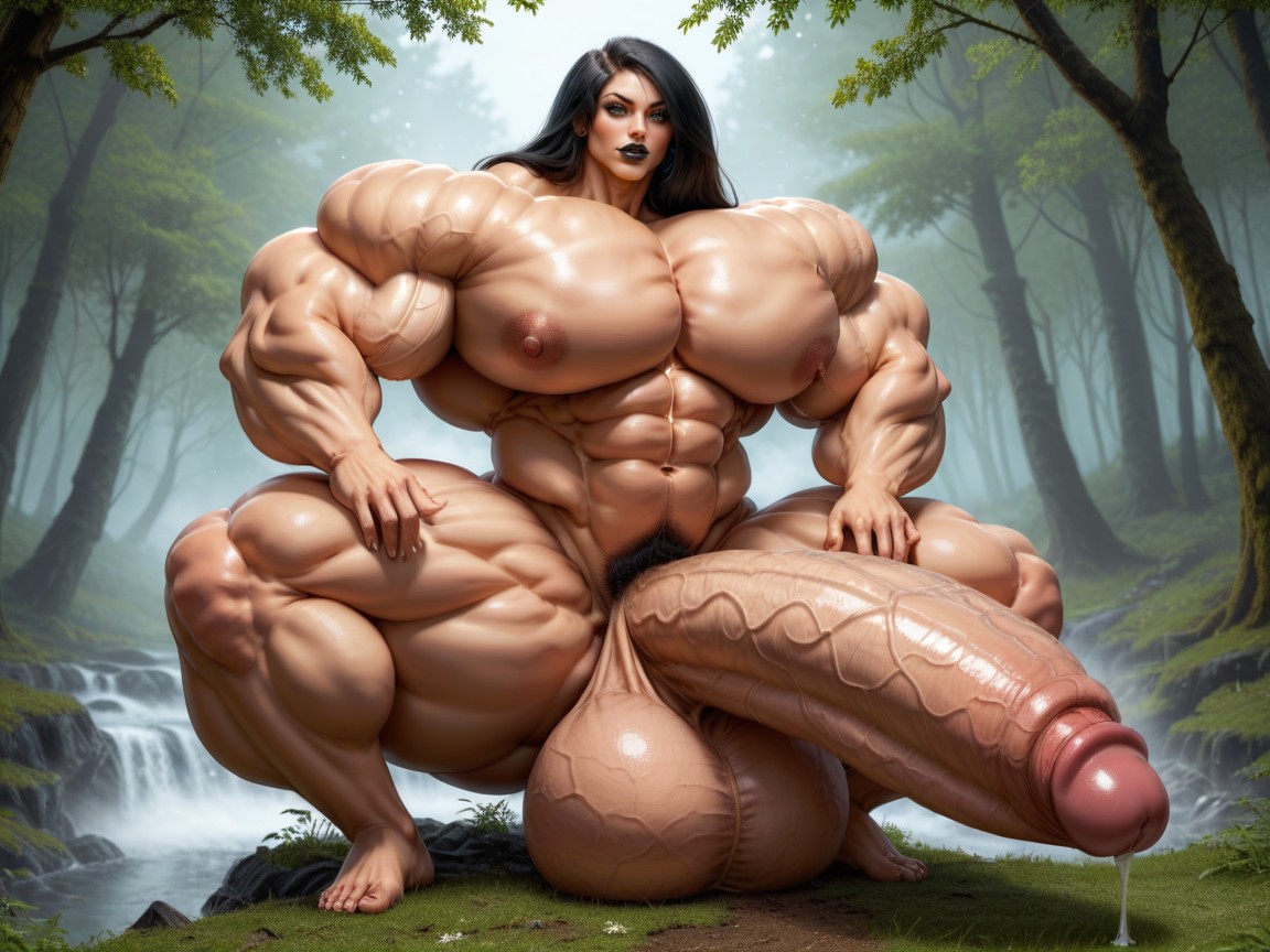 Hyper Gigantic Muscle Hips, Hyper Absurdly Oversized Gigantic Girthy Penis, Balls Are Big Enough To Touch The Floor 人妖AI色情
