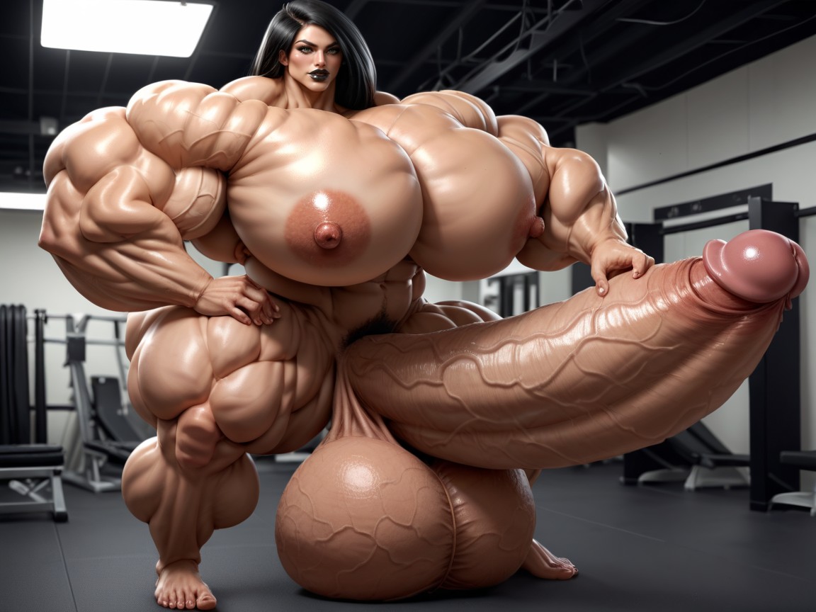 25+, Hyper Absurdly Oversized Muscle, Pene Más Grande Que El Cuerpo Porno shemale IA