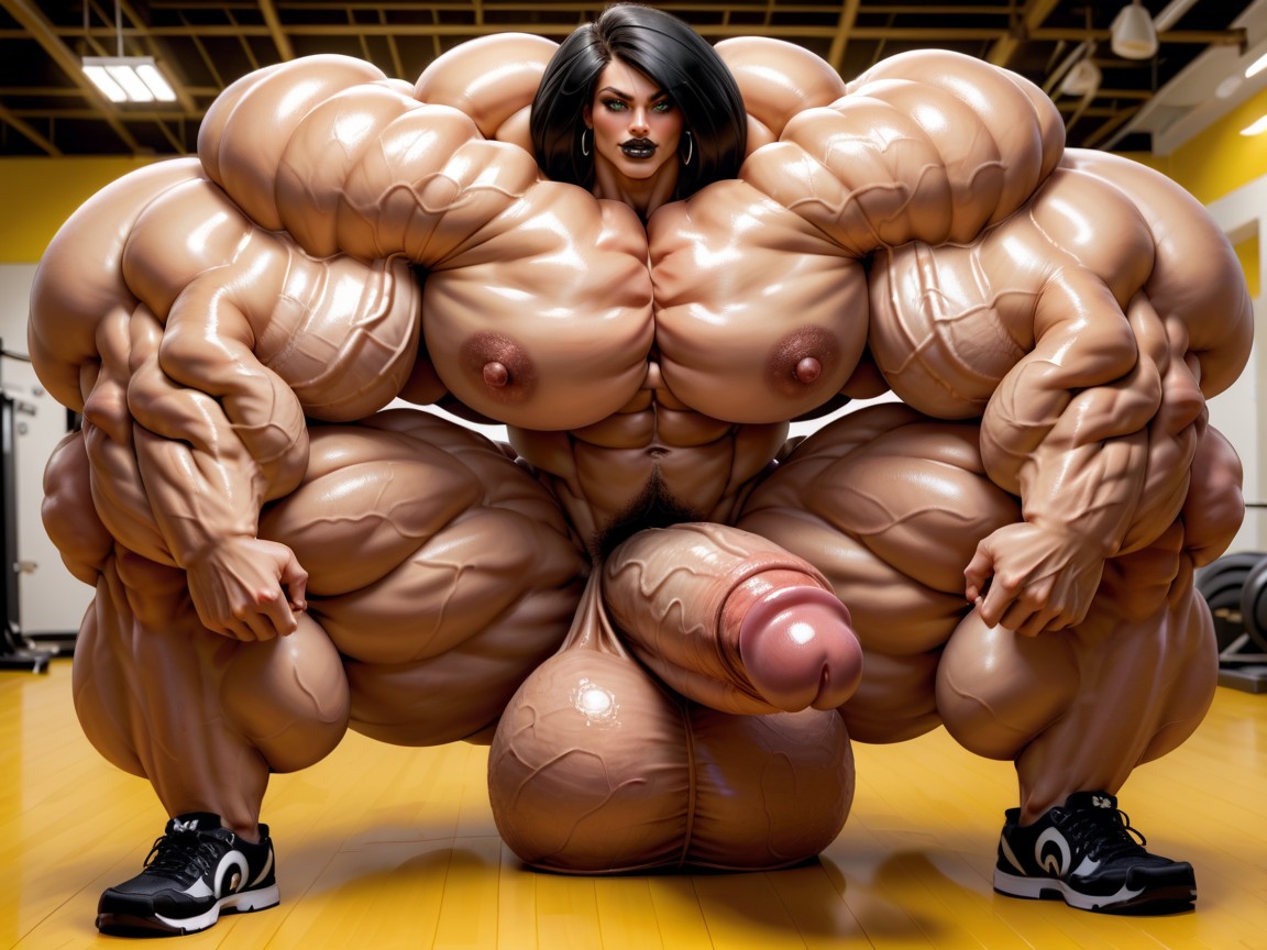 Hyper Gigantic Biceps, Penis Gigantic Then Torso, Gorgeous Face 人妖AI色情