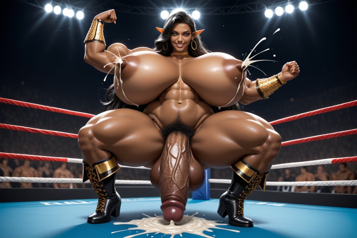 Perfect Dark-skinned Beautiful Latina, Futanari Dancer With Gigantic Hard Cock, Absurdly Gigantic Cock Porno shemale IA