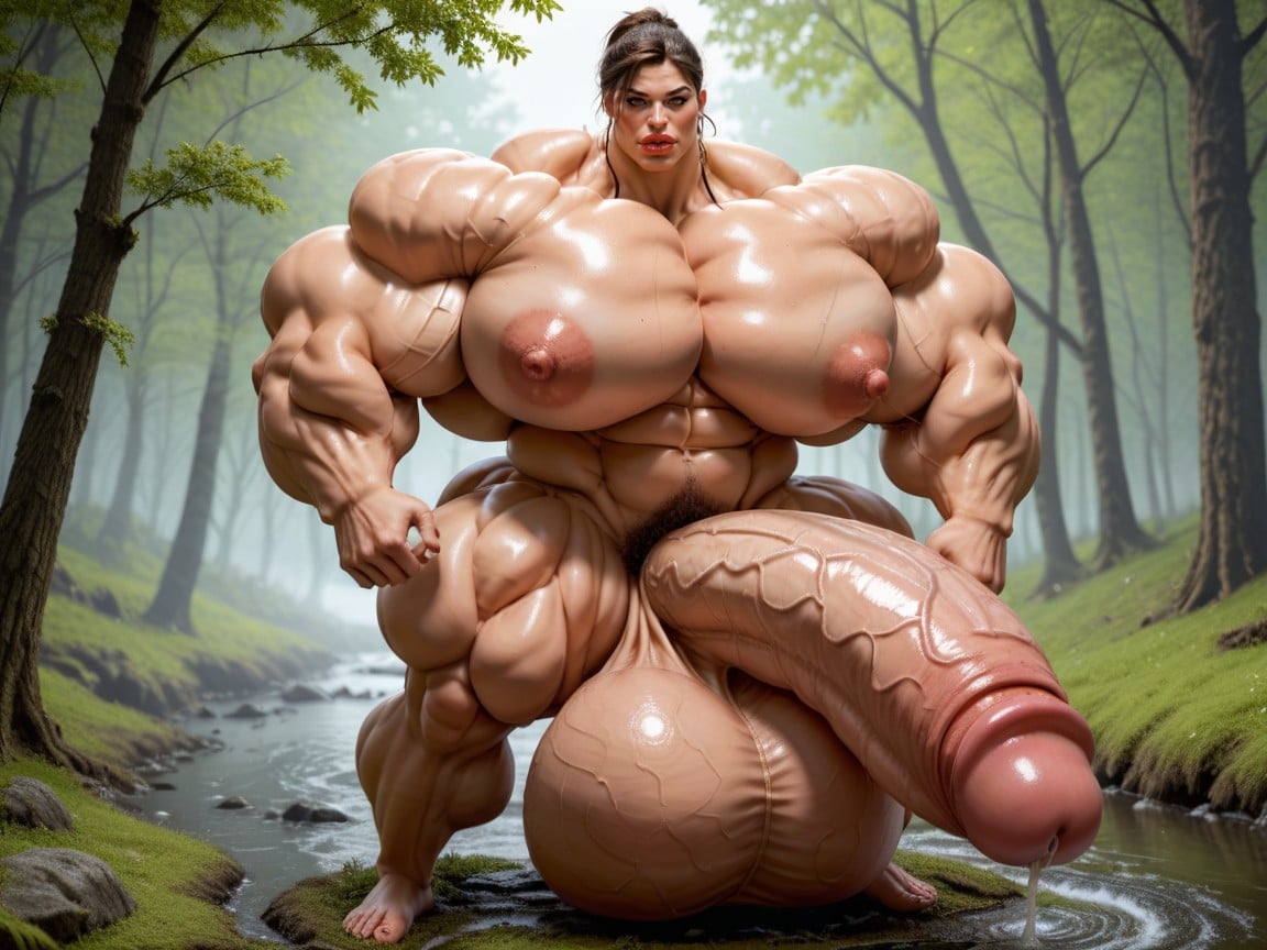 Hyper Absurdly Oversized Penis, Hyper Gigantic Massive Balls, Gorgeous Face ニューハーフAIポルノ