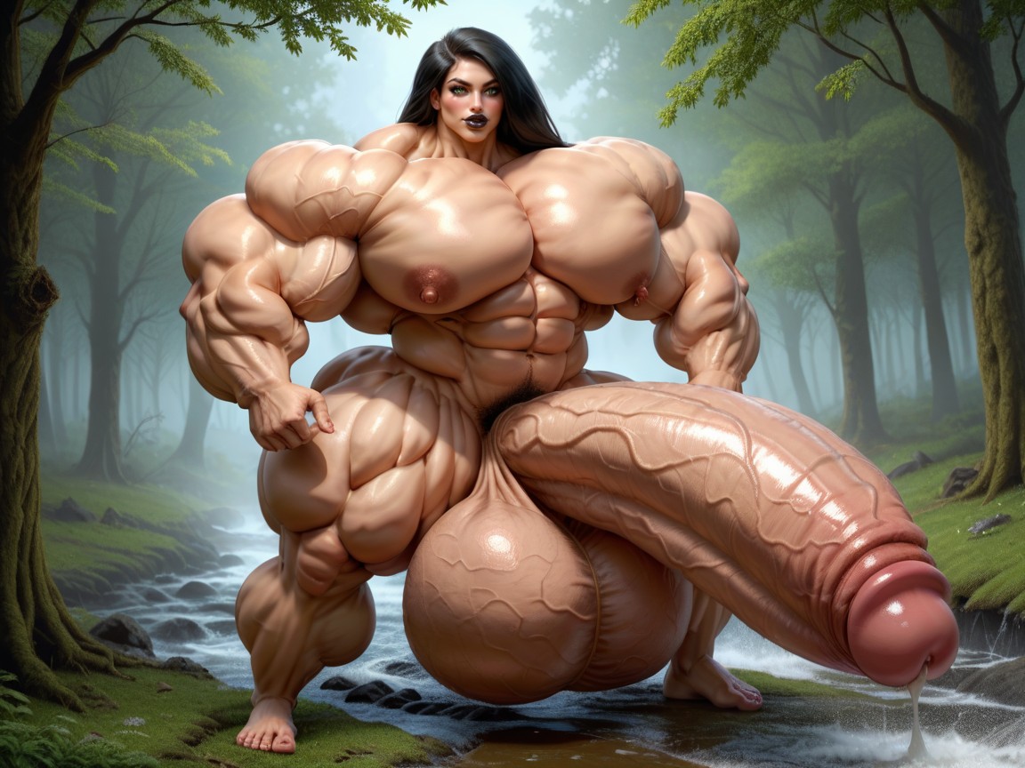 Naked, Hyper Gigantic Lips, Hyper Gigantic Massive Balls ニューハーフAIポルノ