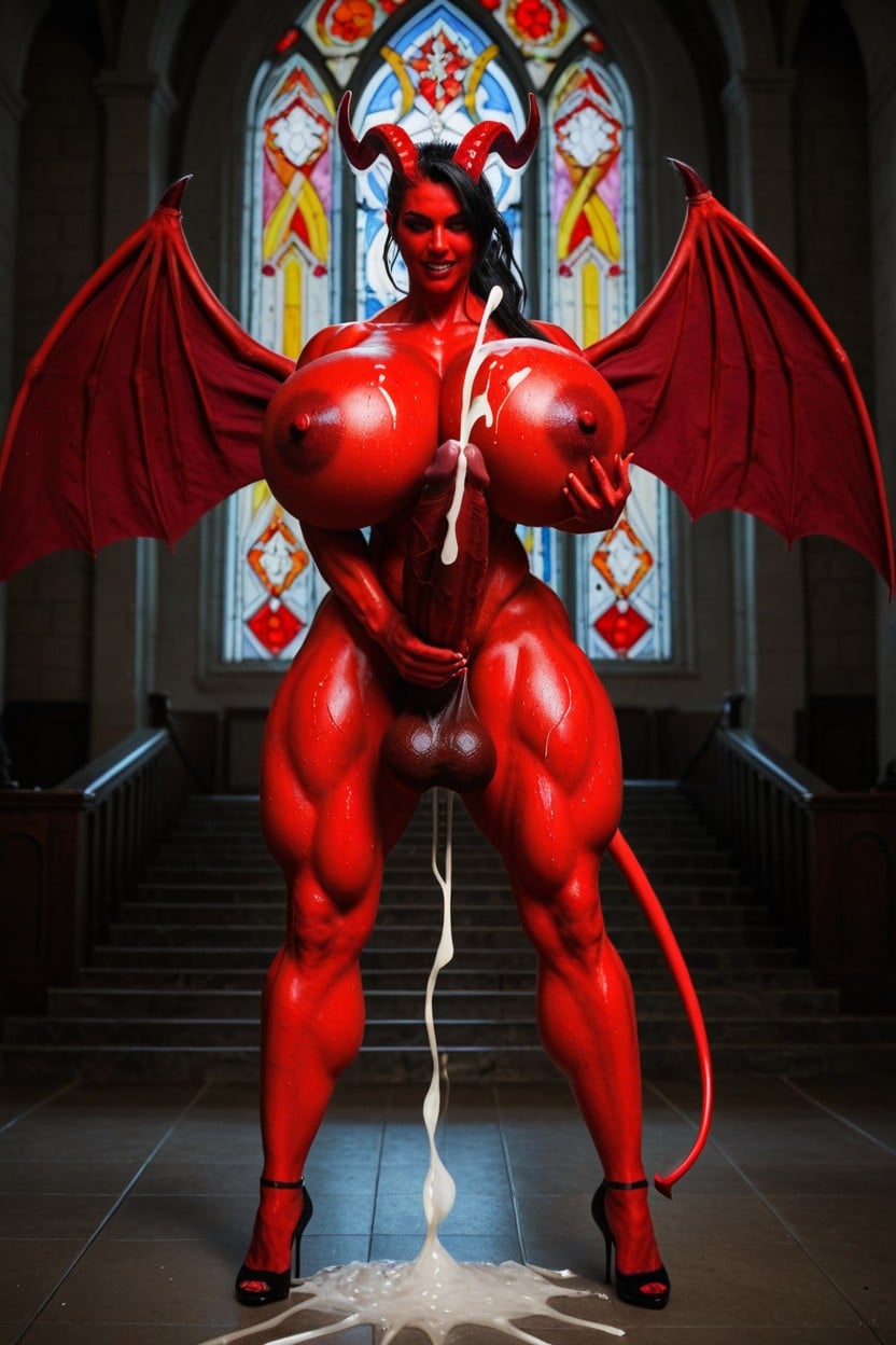 Red Skin Succubus, Cum Dripping From Body, Succubus 人妖AI黃片