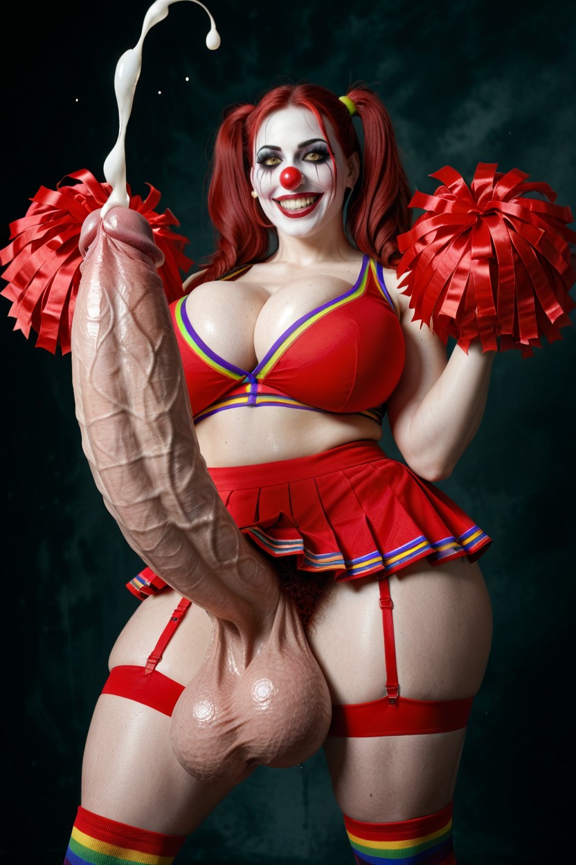 Perfect Clown Makeup, 極端なボトムヘビー, Wide Hips ニューハーフAIポルノ