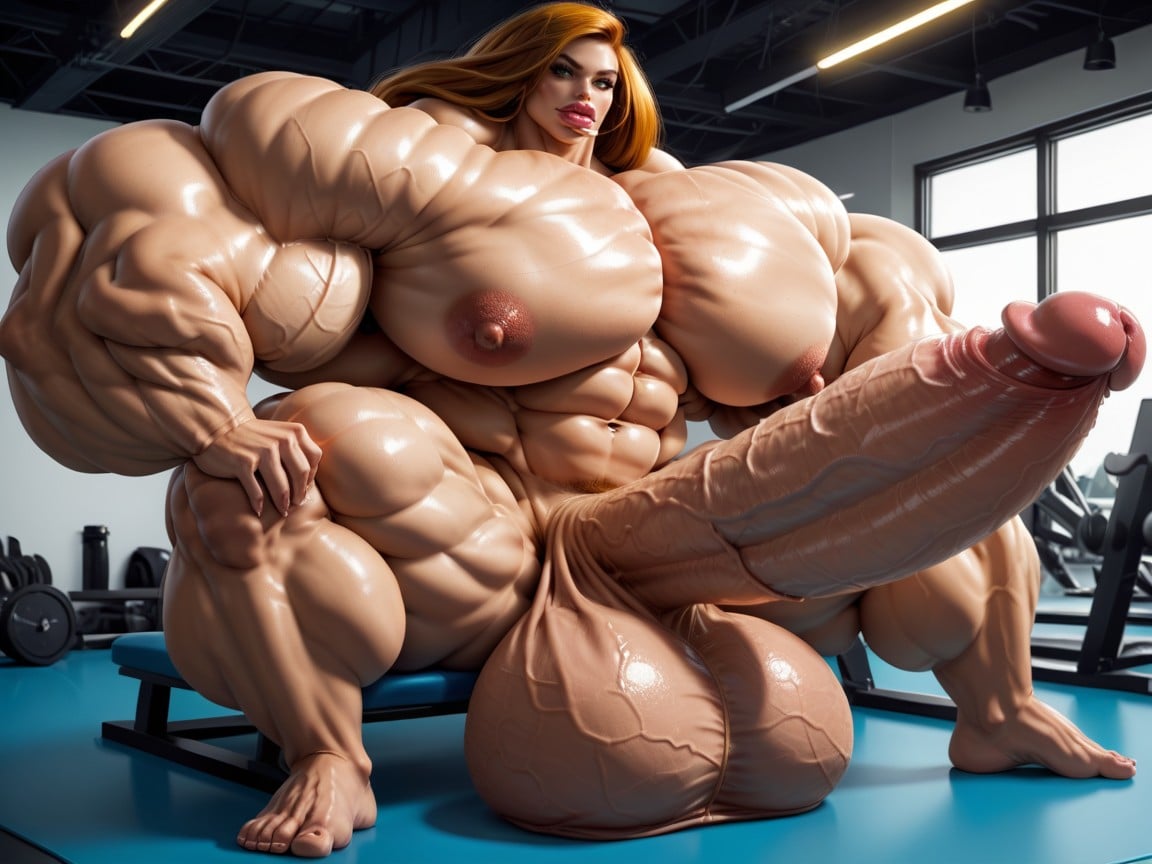 Hyper Gigantic Lips, Penis Is Just Way Too Gigantic, Hyper Growth Shemale AI Porn