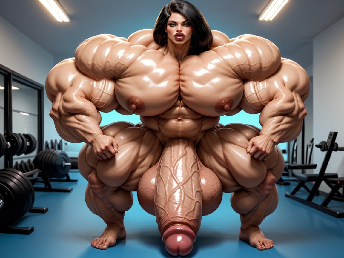 Hyper Gigantic Lips, Hyper Absurdly Oversized Gigantic Wides Penis, Hyper Gigantic Muscle Hips Shemale AI Porn