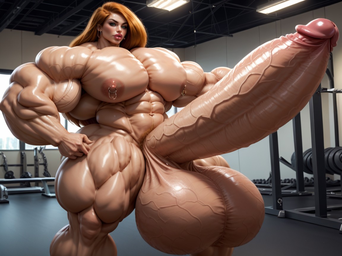 Hyper Gigantic Massive Balls, Hyper Gigantic Lips, Hyper Absurdly Oversized Gigantic Massive Muscle ニューハーフAIポルノ